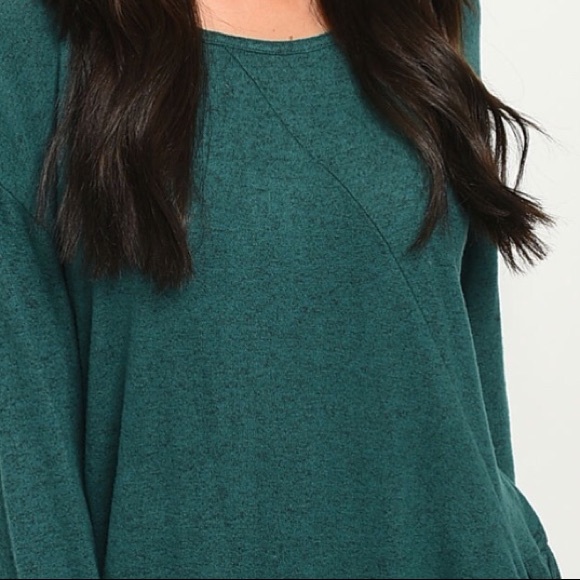GREEN LONG SLEEVE DETAILED KNIT TUNIC TOP - Picture 2 of 8